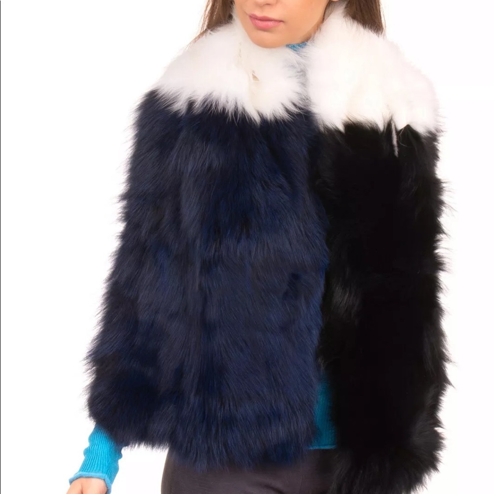 NWT pinko fox fur shawl scarf collar